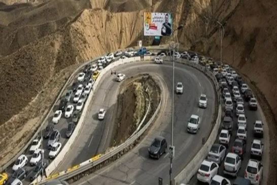 ترافیک سنگین در جاده چالوس